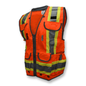 Radians® Class 2 Heavy Woven Two Tone Woven/Mesh Engineer Vest, Orange, Size XL