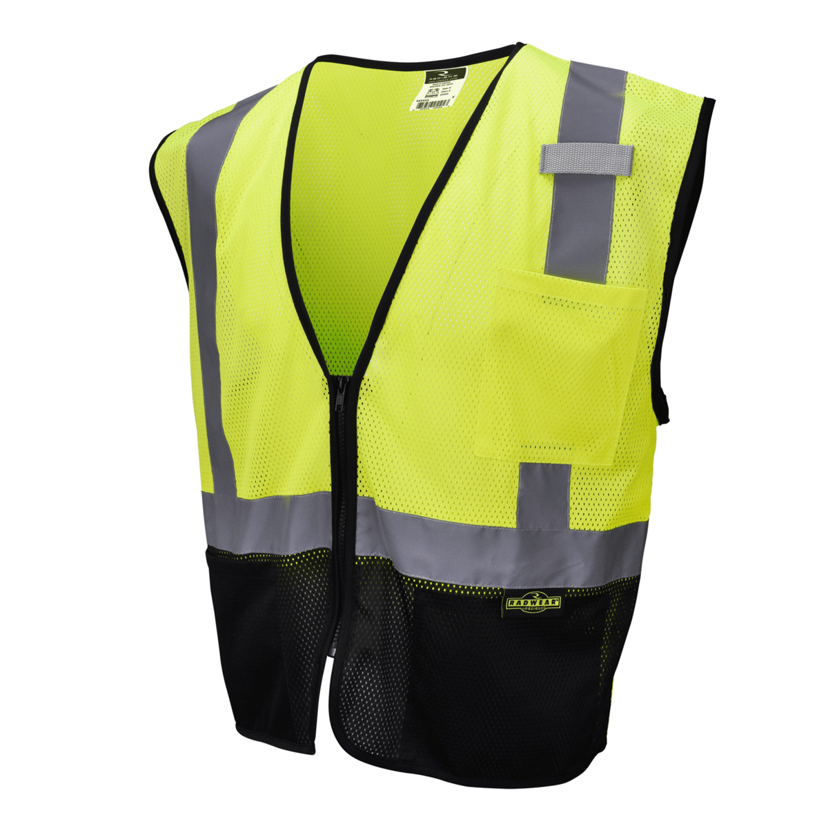 Radians® Black Bottom Economy Mesh Safety Vest, Green/Black Bottom, Size XL
