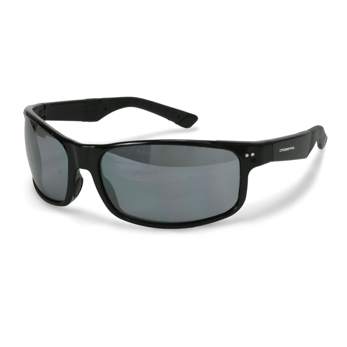 Radians Premium Safety Eyewear, Shiny Black Frame, Silver Mirror Lens