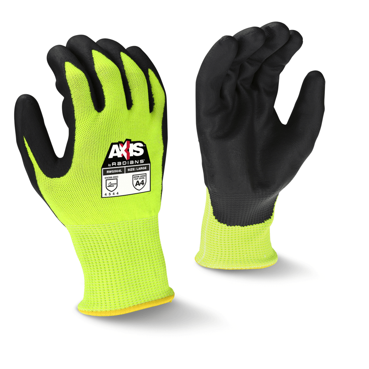 Radians AXIS Cut Protection Level A4 High Visibility Work Glove, Size S