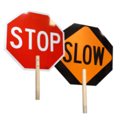 TrafFix Devices Stop Slow Paddle 18" x 18" No Reflective w/ 8" Wooden Handle