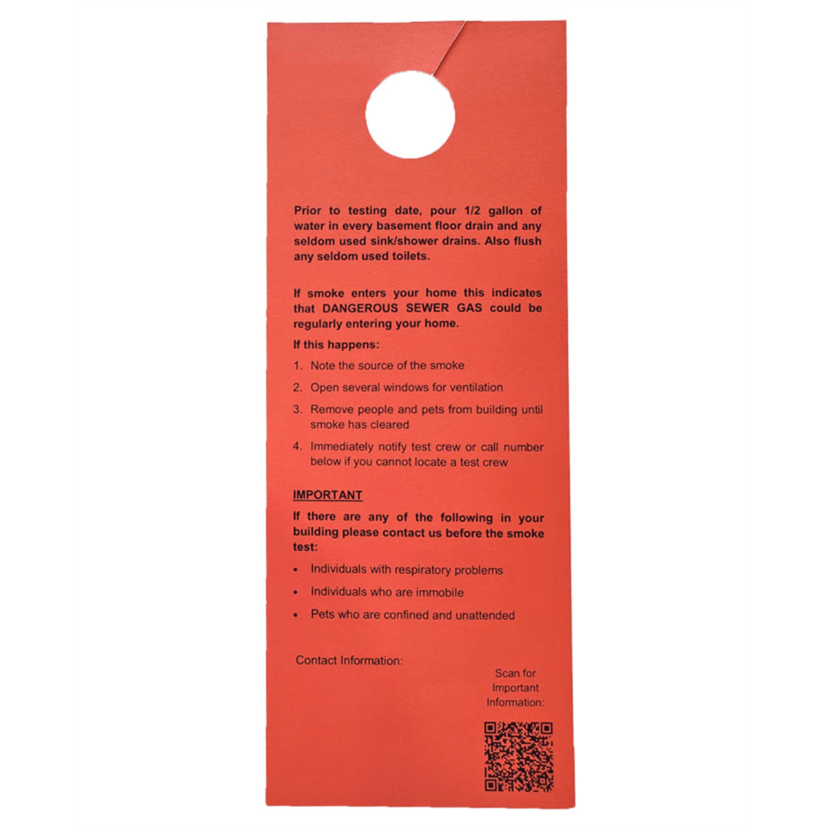 Superior® Smoke Testing Notification Door Hanger, Pack of 100