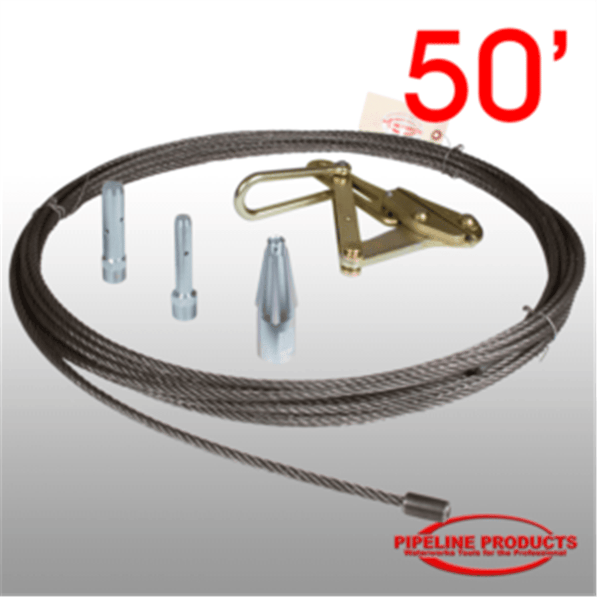 Pipeline 3/8" x 50' Long Heavy Duty Pulling Cable for Up to 15,000 lbs