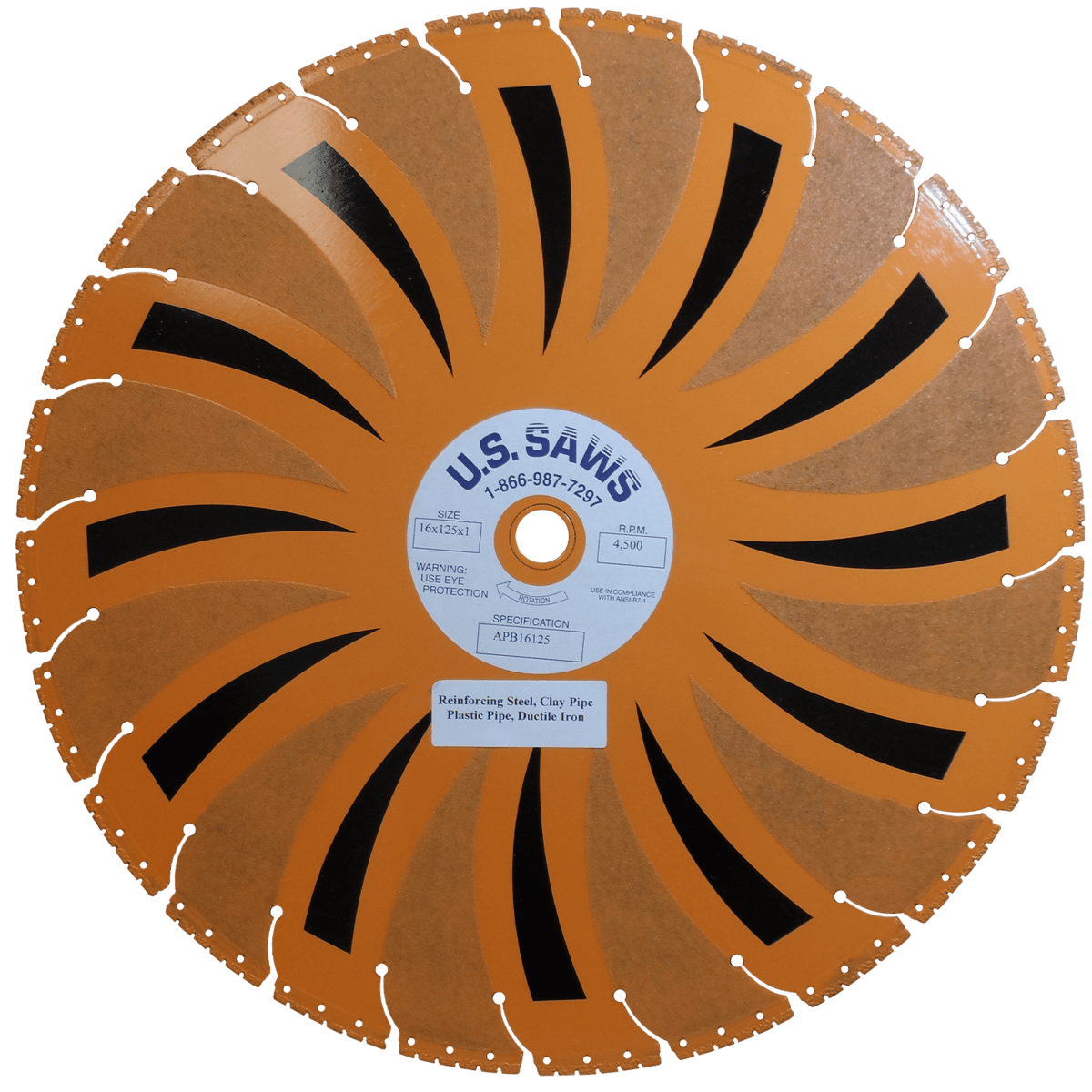 U.S. SAWS Tiger Tooth Diamond Pipe Cutting Blade, 16"