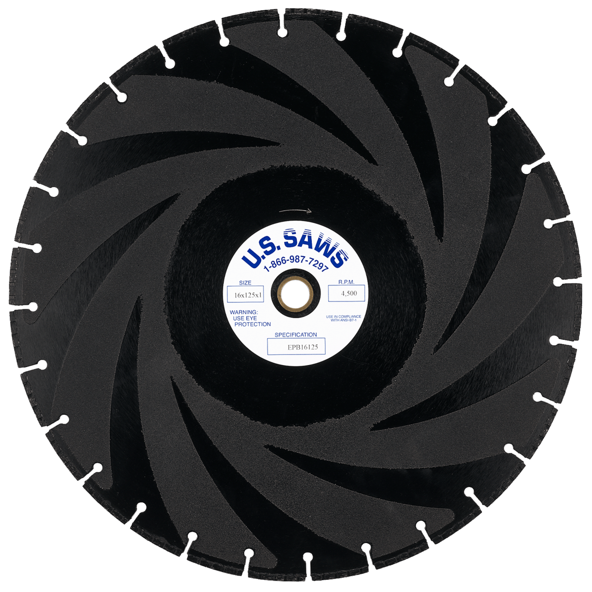 U.S. SAWS Pipe Piranha Diamond Pipe Cutting Blade, 16"