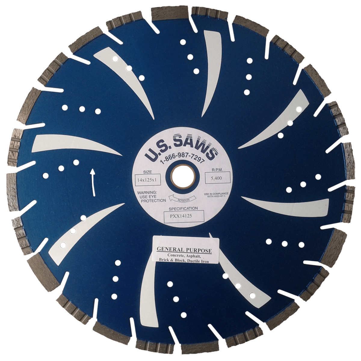 U.S. SAWS Premium Dos Seggie Multipurpose Diamond Blade, 14"