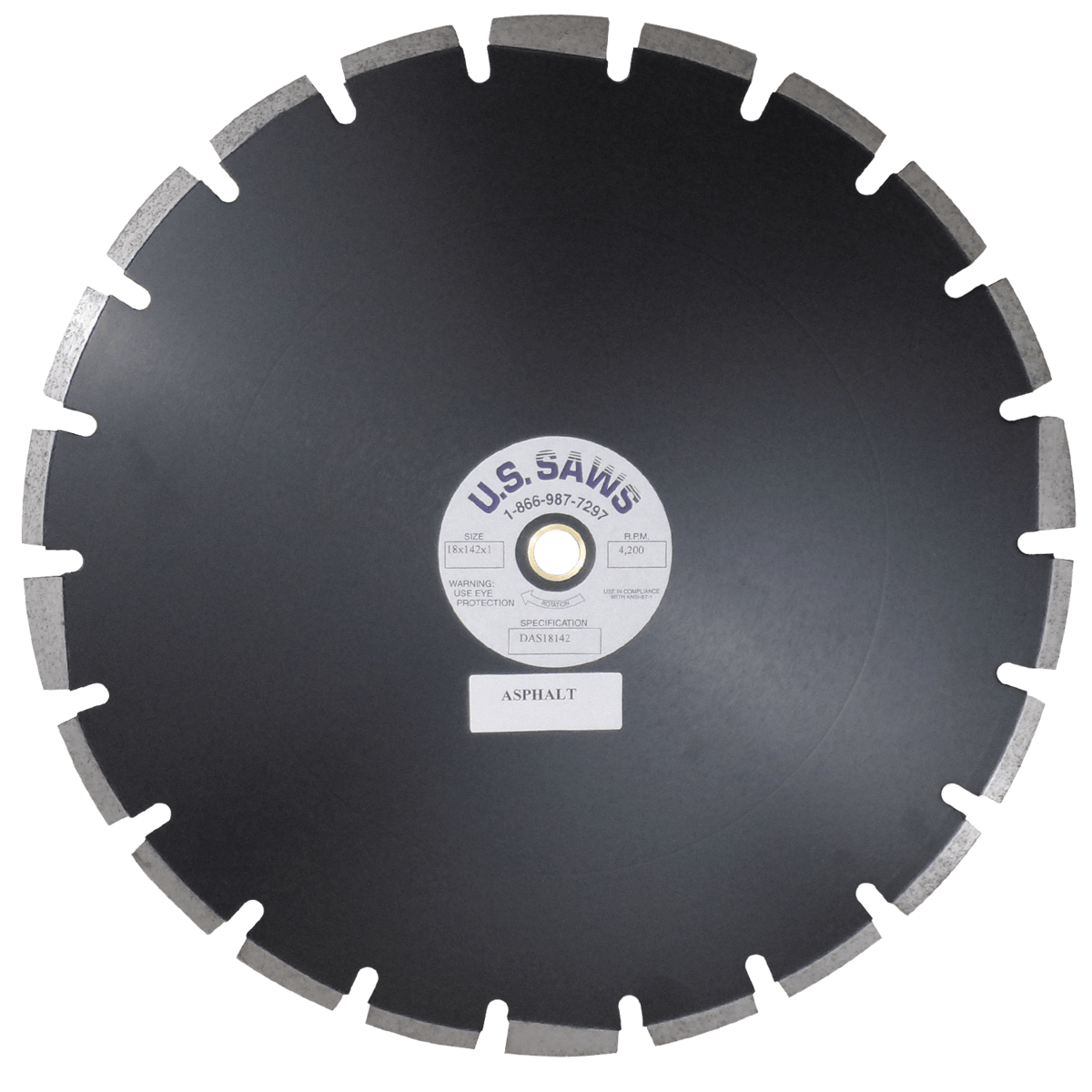 U.S. SAWS Major Asphalt, Diamond Blade for Asphalt, 18"