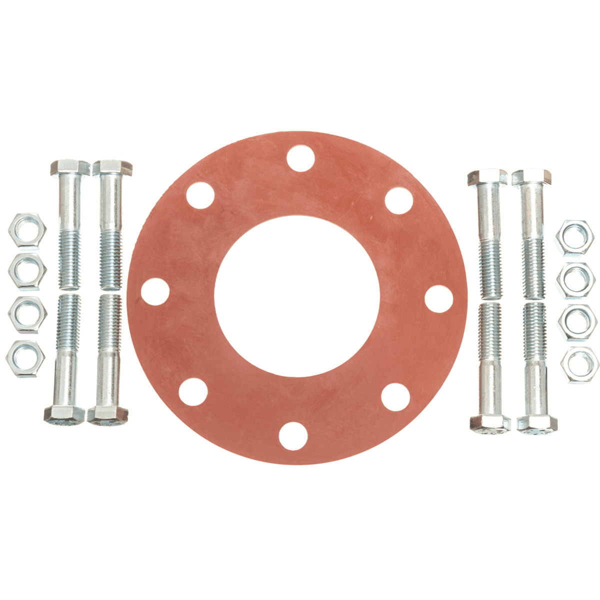 Flange Accessory Pack, Red Rubber Gasket, 10" Flange Size, Zinc Plated B&N