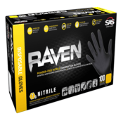 Raven Powder-Free Nitrile Exam Grade Disposable Gloves, 7 Mil, Box of 100, Size S