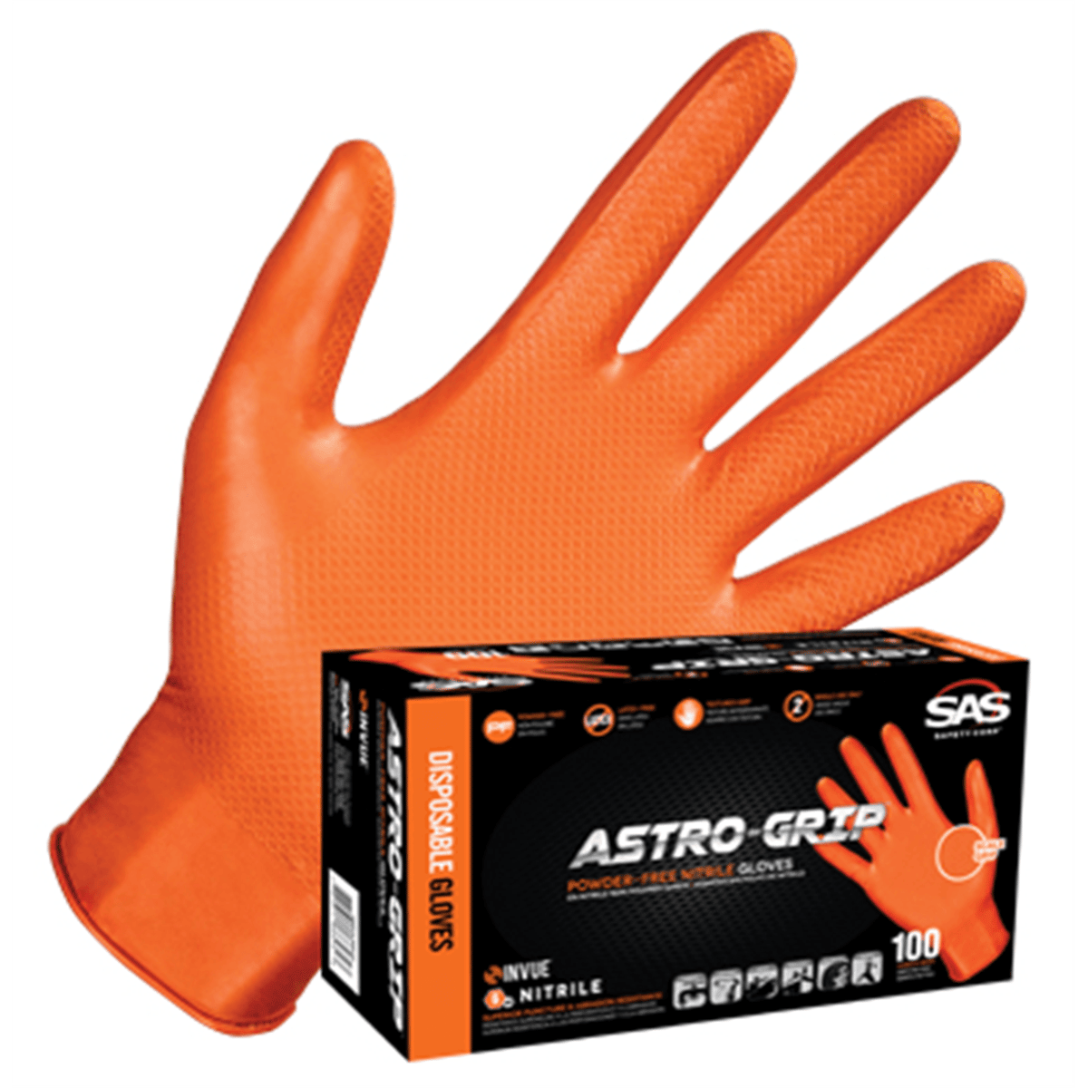 Astro-Grip® Powder-Free Nitrile Exam Grade Disposable Gloves, 7mil, Box of 100, Size M