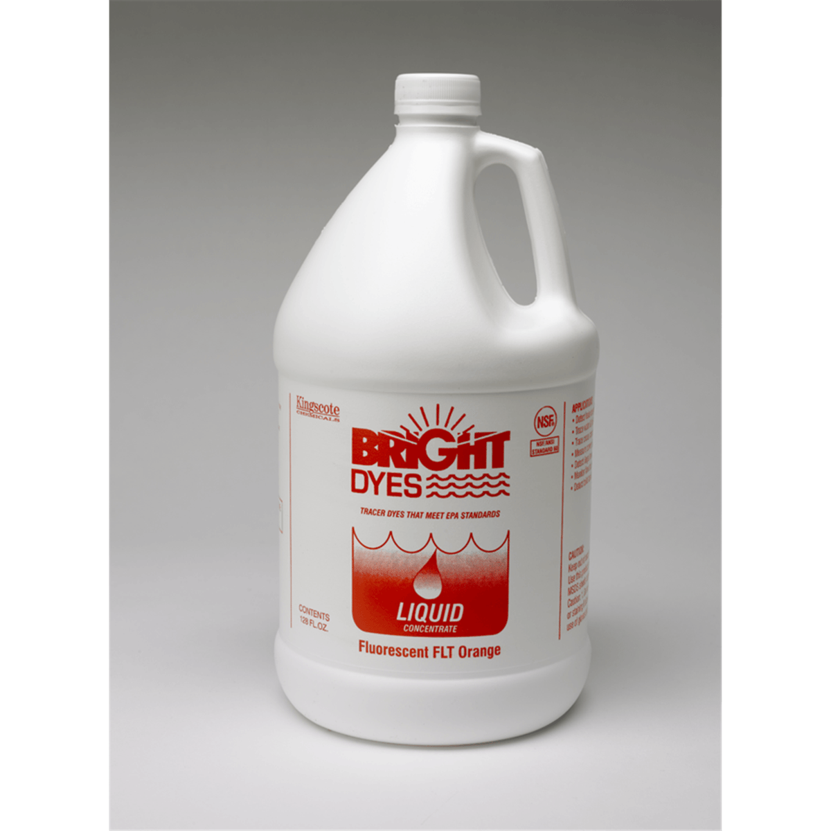 Kingscote Chemicals Bright Dyes® Liquid Dye, Fluorescent FLT Orange, Gallon