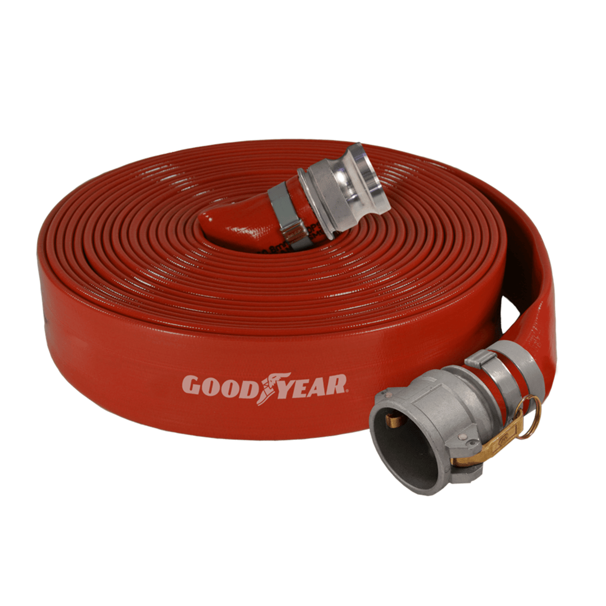 Abbott Rubber 1152 Series, HD PVC Water Discharge Hose, Red/ Orange, 1.5" x 50', M&F Quick Alum