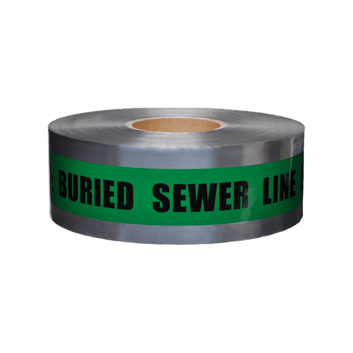 Presco Detectable Tape, 3" x 1000' Roll, Green, Caution Buried Sewer Line Below