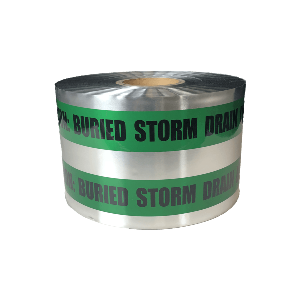 Presco Detectable Tape, 6" x 1000' Roll, Green, Caution Buried Storm Line Below