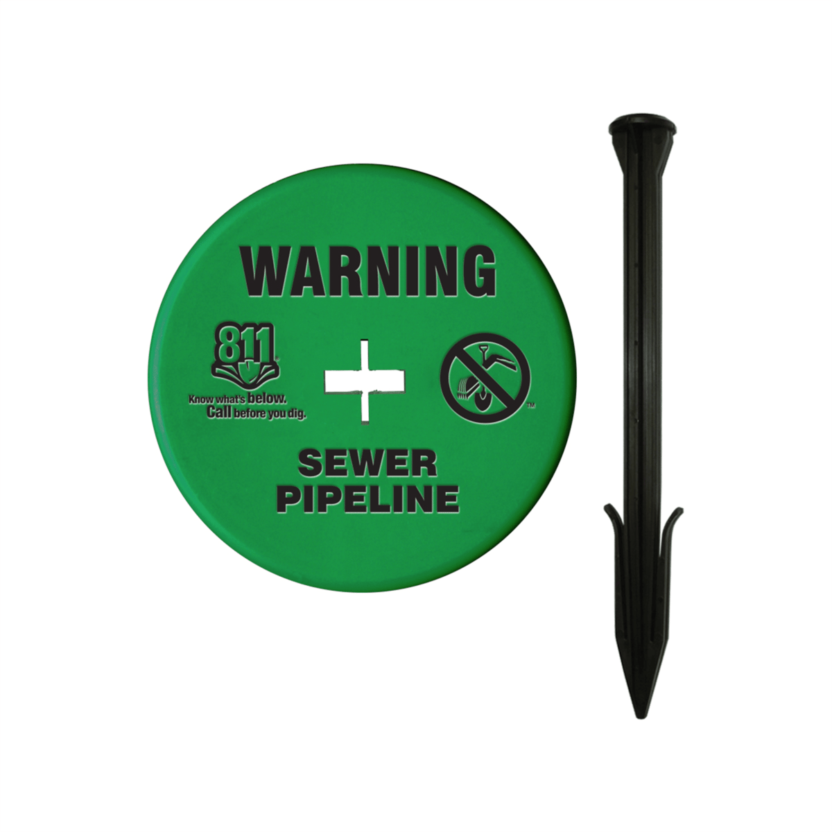 Rhino 7" SoilMarker™, Green, Warning Sewer Pipeline w/ 811 Logo
