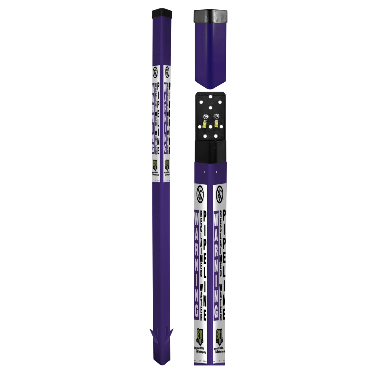 Rhino TriView® Test Station™, External Terminals, 66", Purple, Reclaimed Water Pipeline