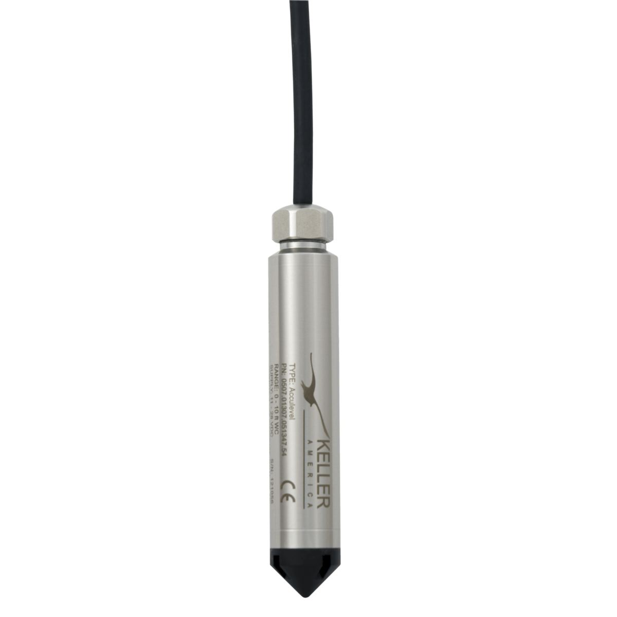 KELLER Acculevel Submersible Level Transmitter, Titanium, 0-15 PSI, 0-34.65 ft H2O, 50'Cable