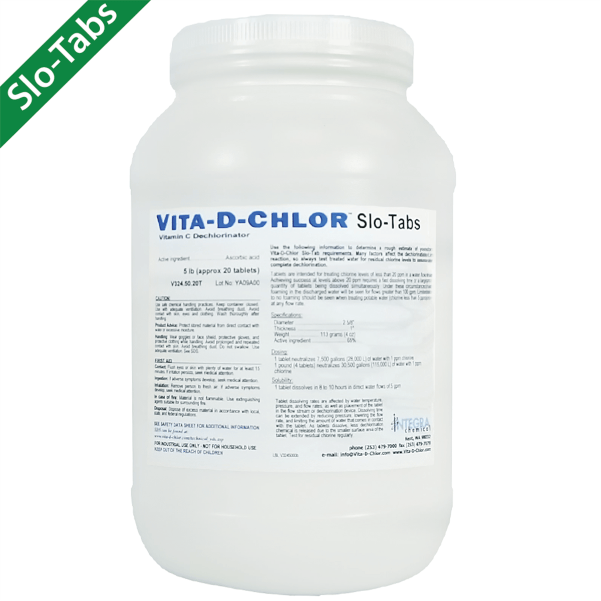 Vita-D-Chlor™ Dechlorination Slo-Tabs, 5 lbs, 20 Tablets
