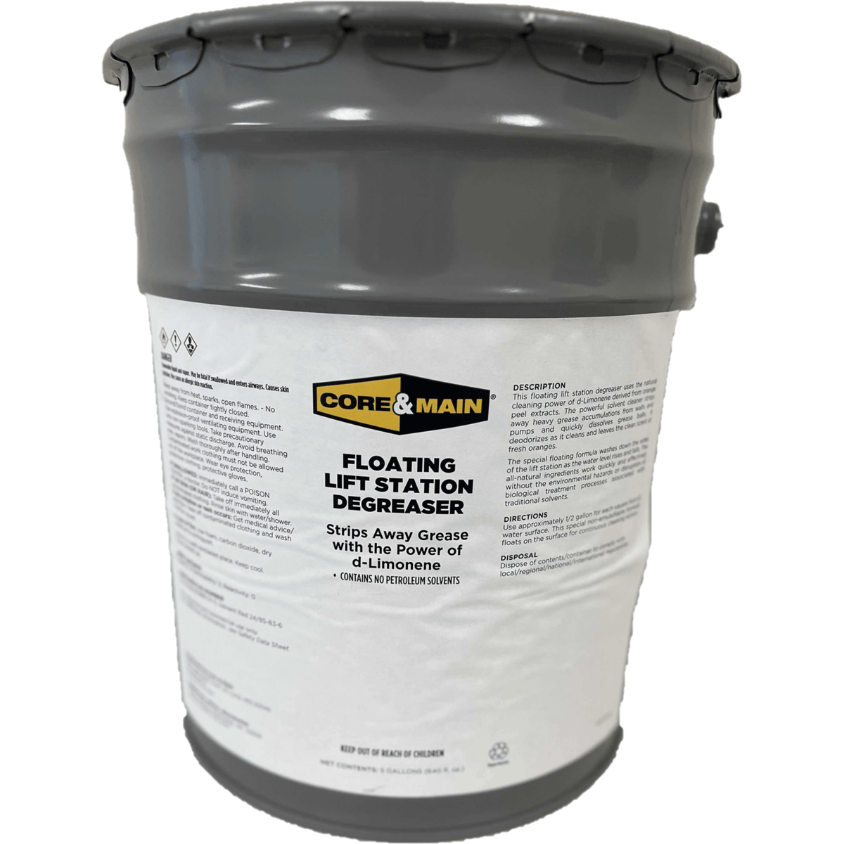Core & Main Floating Lift Station Degreaser, 100% d-Limonene, 5 Gallon Pail