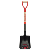 Razor-Back Square Point Shovel w/ Tab Socket and Rolled Step, Wood Handle and D-Grip