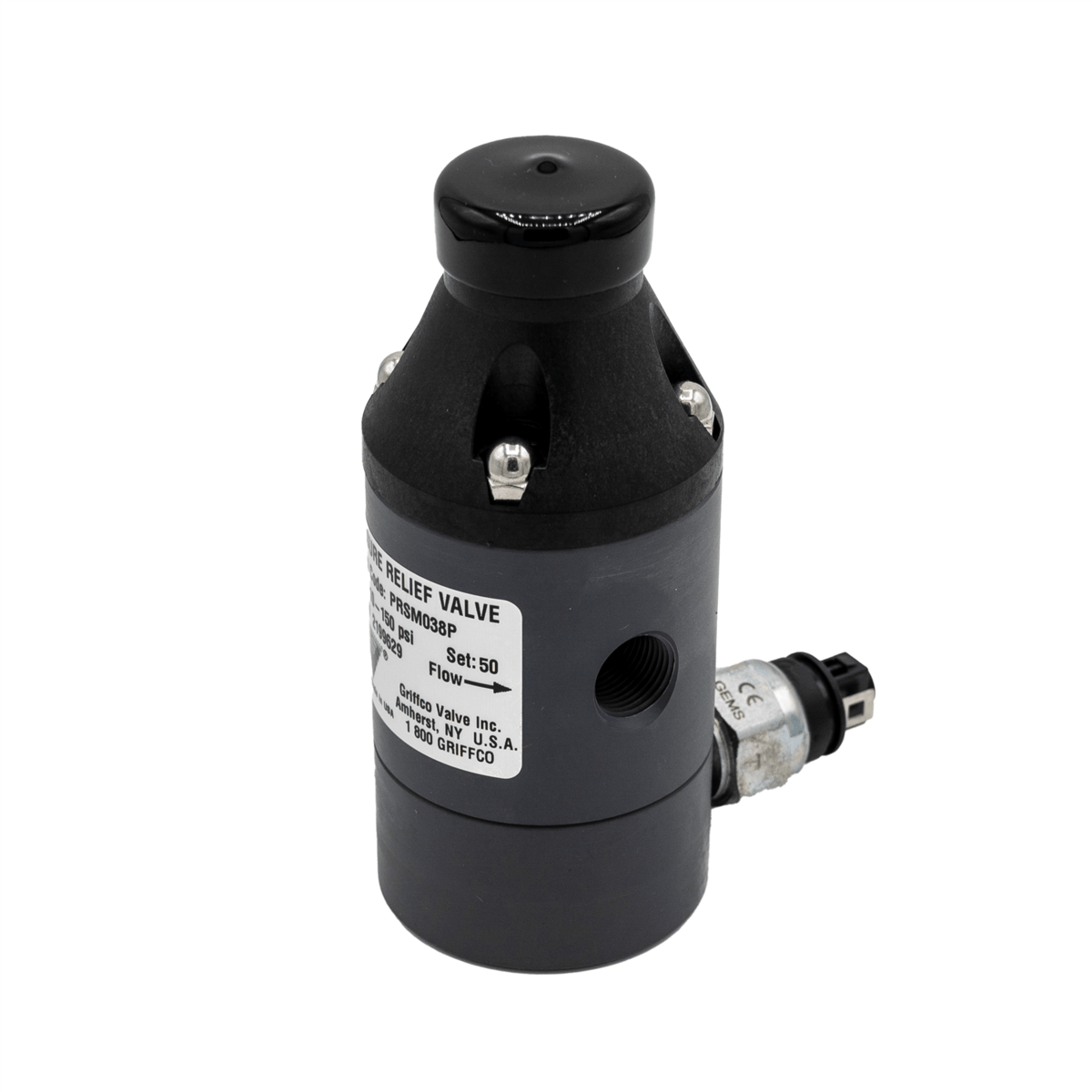 Griffco Pressure Relief Valves PRSG100-P 1" PVC 10 to 250 PSI, NPT, w/ Pressure Switch