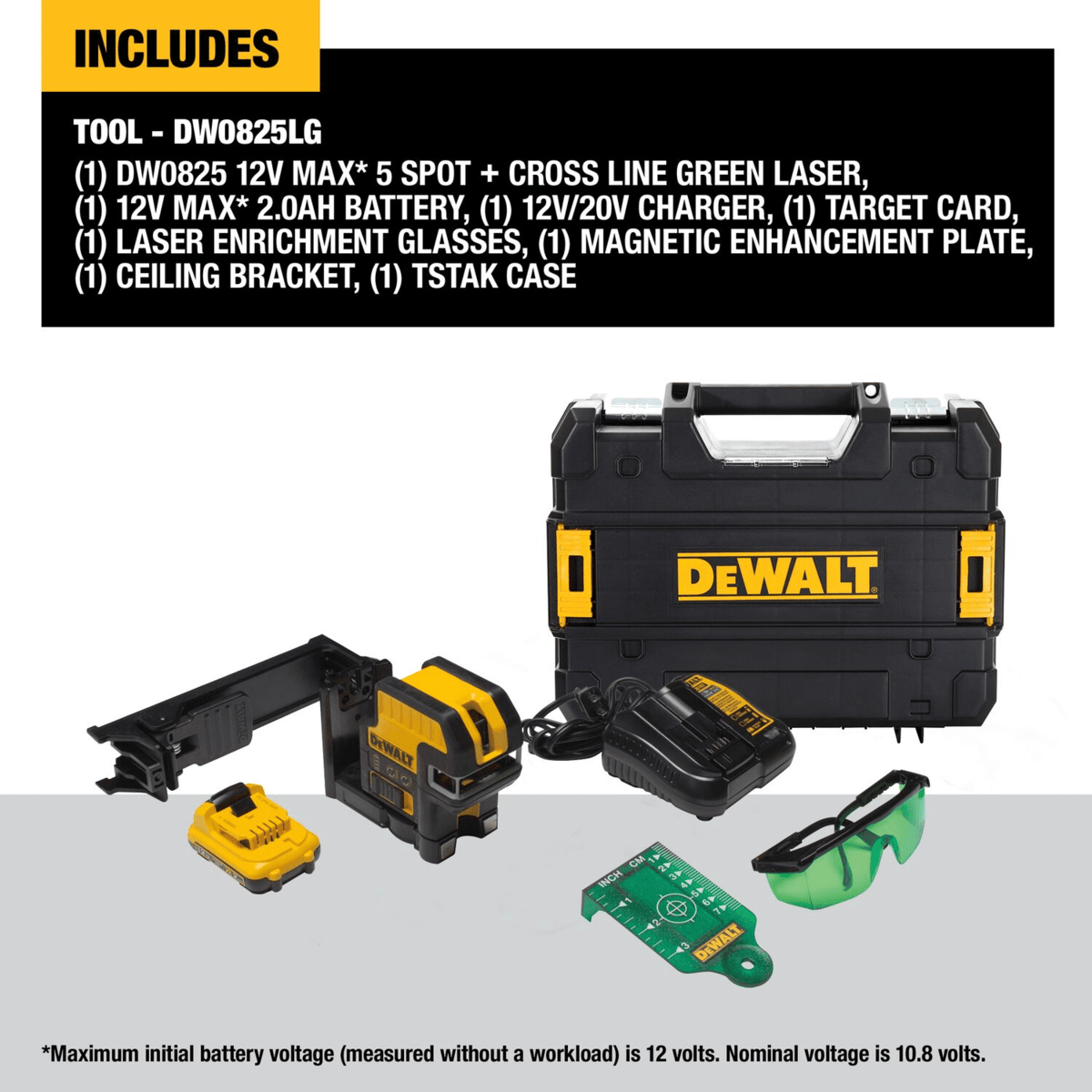 DEWALT 12V MAX 5 Spot + Cross Line Green Laser