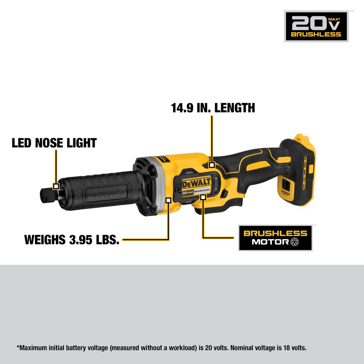 DEWALT 20V Max Brushless 1-1/2" Variable Speed Cordless Die Grinder, Tool Only