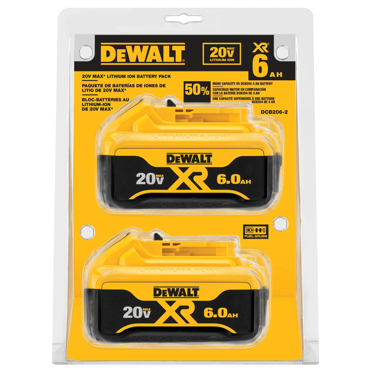 DEWALT 20V MAX Premium XR 6.0Ah Lithium Ion Batter, 2/Pack