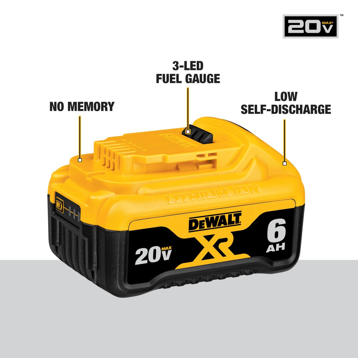 DEWALT 20V MAX Premium XR 6.0Ah Lithium Ion Batter, 2/Pack