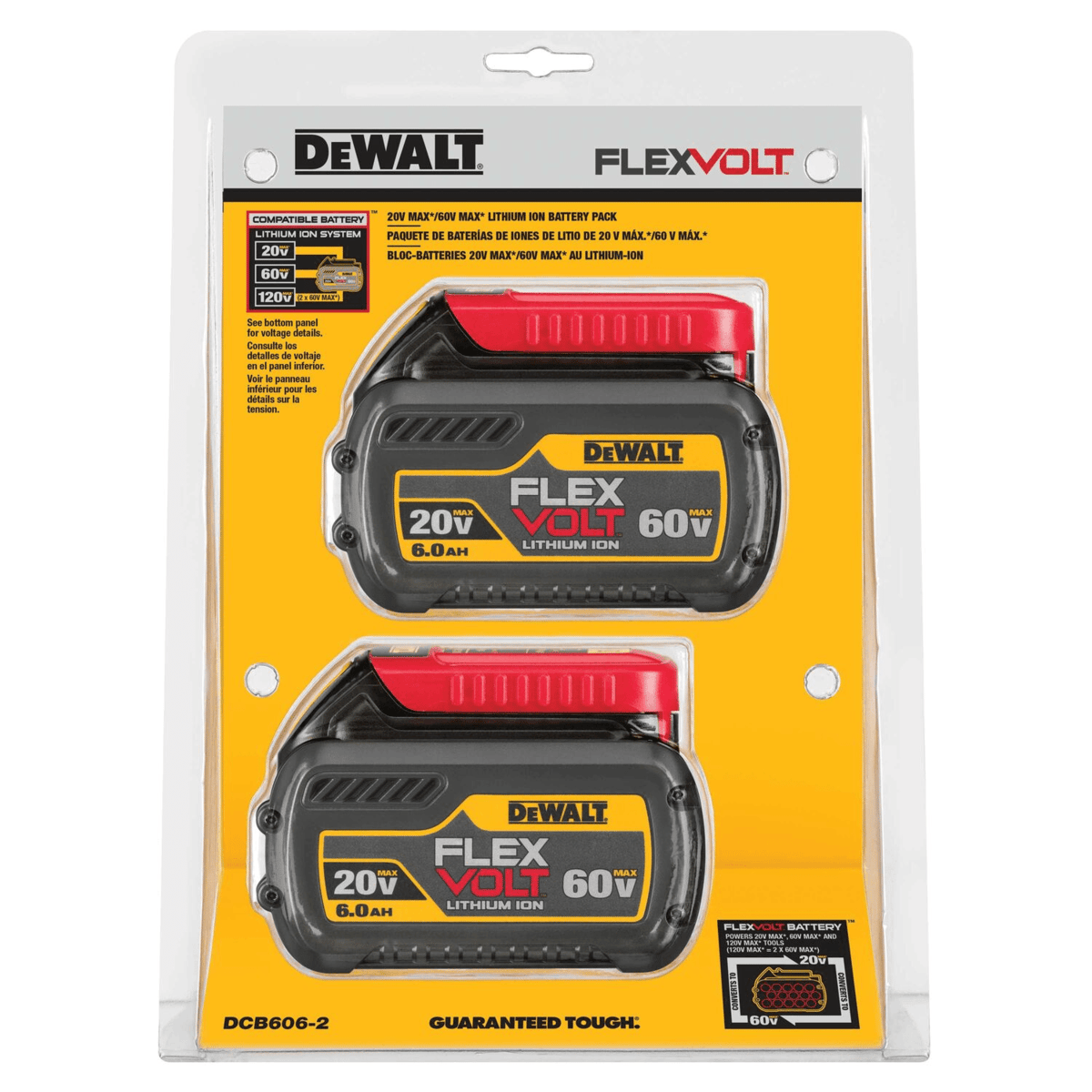 DEWALT 20V/60V MAX FLEXVOLT 6.0Ah Battery Pack, 2/Pack