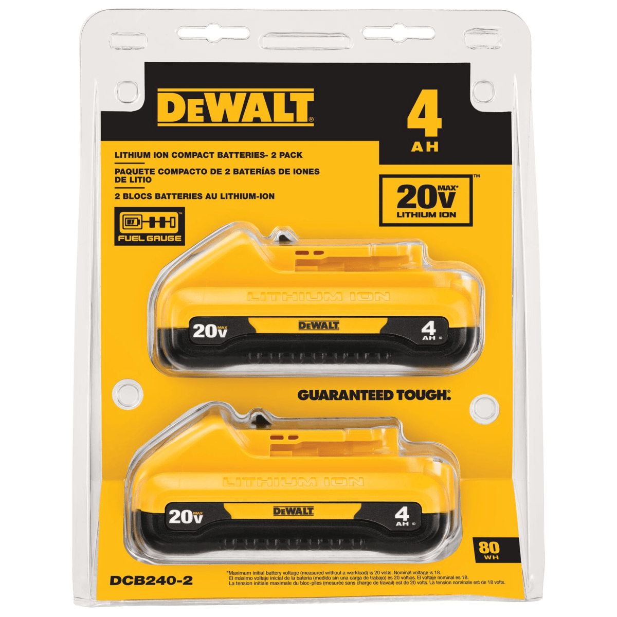 DEWALT 20V MAX Compact 4Ah Batter, 2/Pack