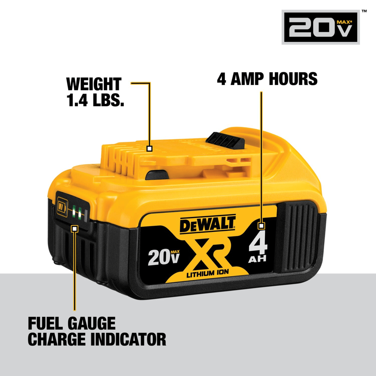 DEWALT 20V MAX Lithium Ion Battery 4/Pack