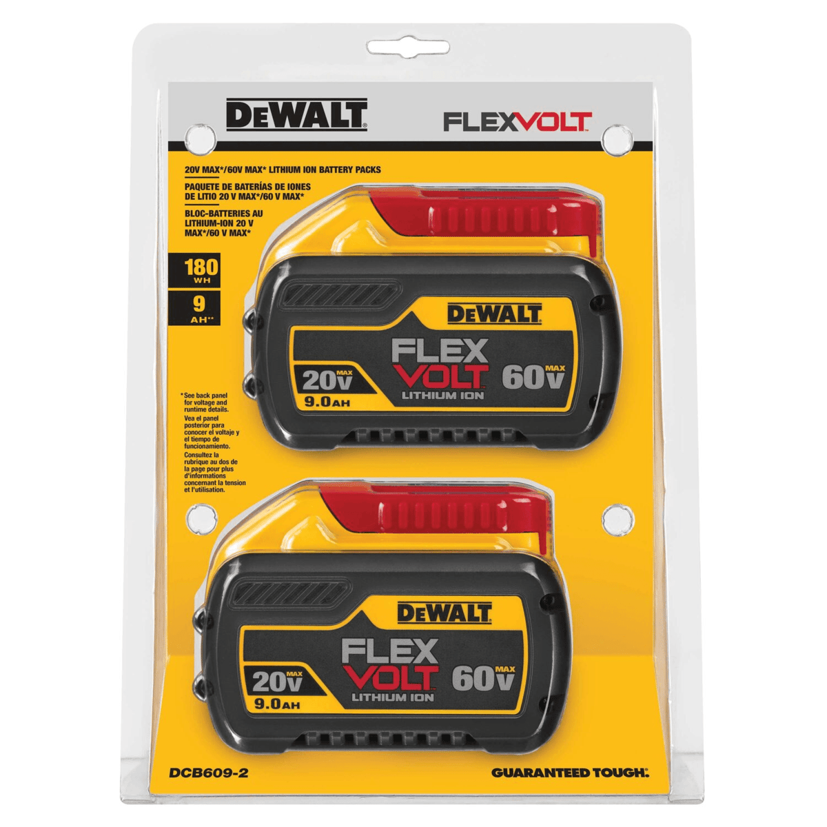 DEWALT 20V/60V MAX FLEXVOLT 9.0 Ah Battery, 2/Pack
