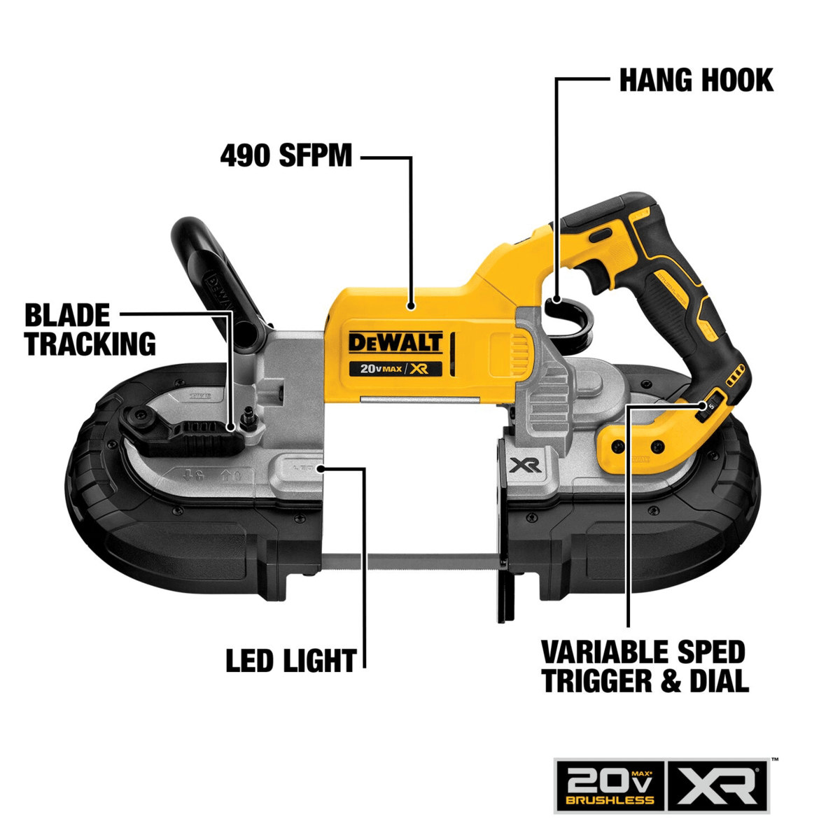 DEWALT 20V MAX XR Brushless Deep Cut Band Saw, Bare