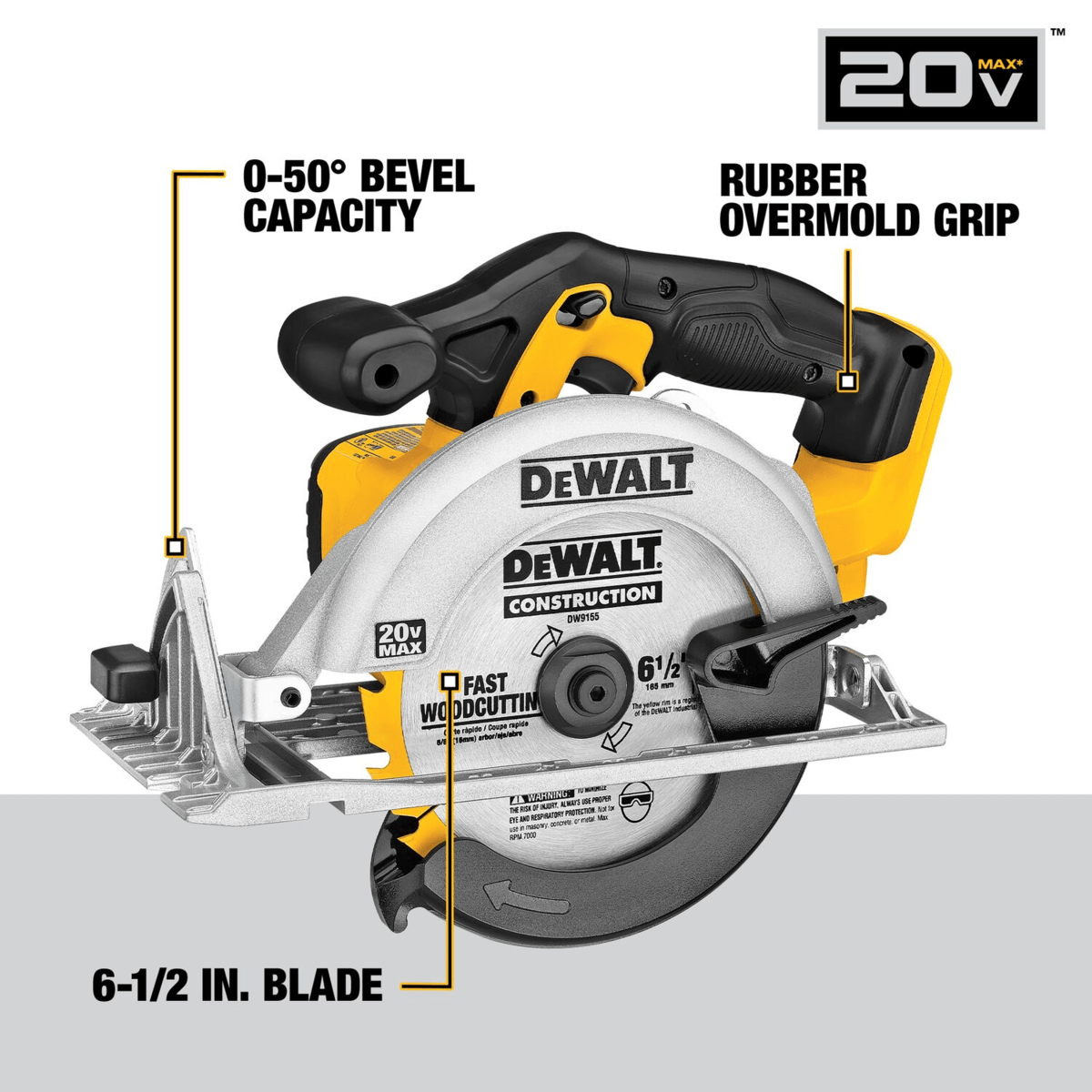 DEWALT 20V MAX Circular Saw, 6-1/2", Tool Only