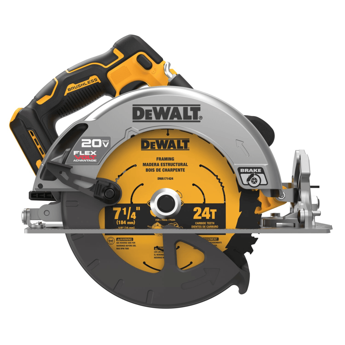 DEWALT 20V MAX Brushless Cordless Circular Saw w/ FLEXVOLT Advantage, 7-1/4", Tool Only