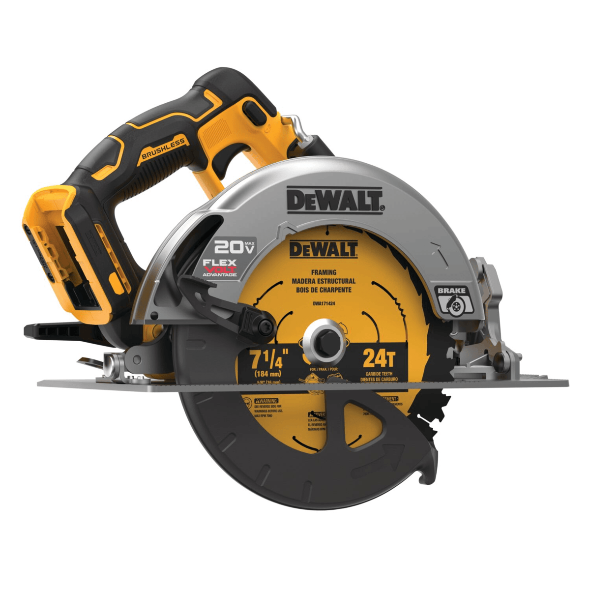 DEWALT 20V MAX Brushless Cordless Circular Saw w/ FLEXVOLT Advantage, 7-1/4", Tool Only