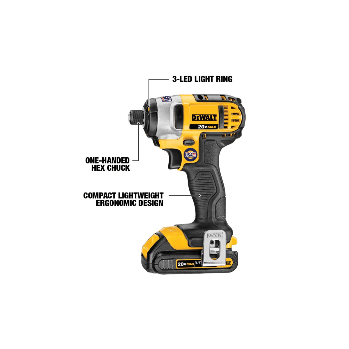 DEWALT 20V MAX Lithium Ion 2-Speed Impact Driver, 1/4", Tool Only
