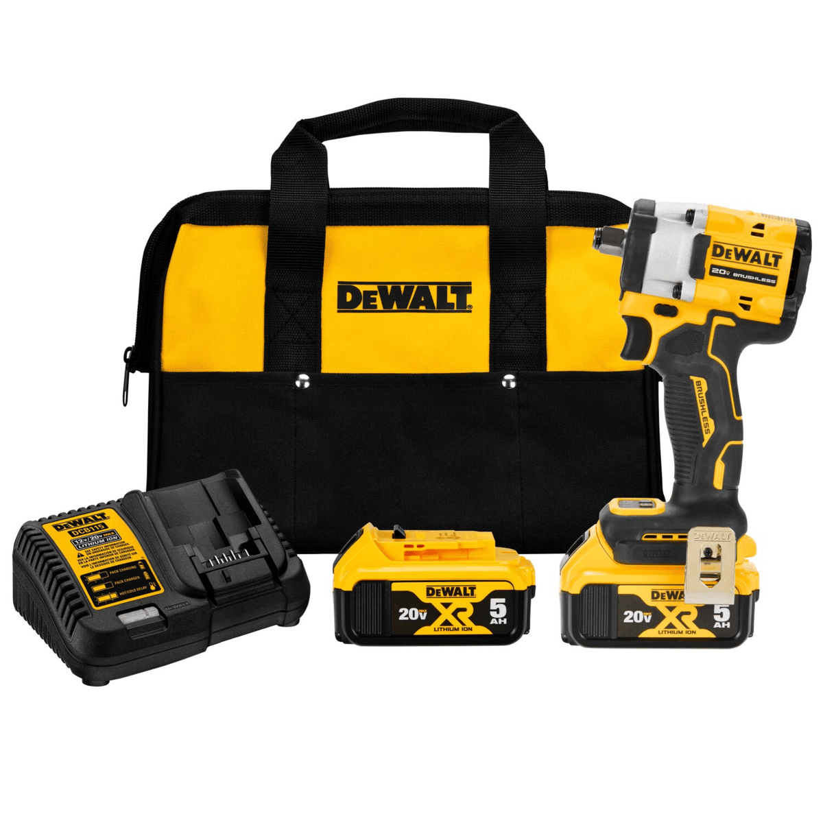 DEWALT 20V MAX Impact Wrench w/ 5.0Ah Batteries, 1/2"