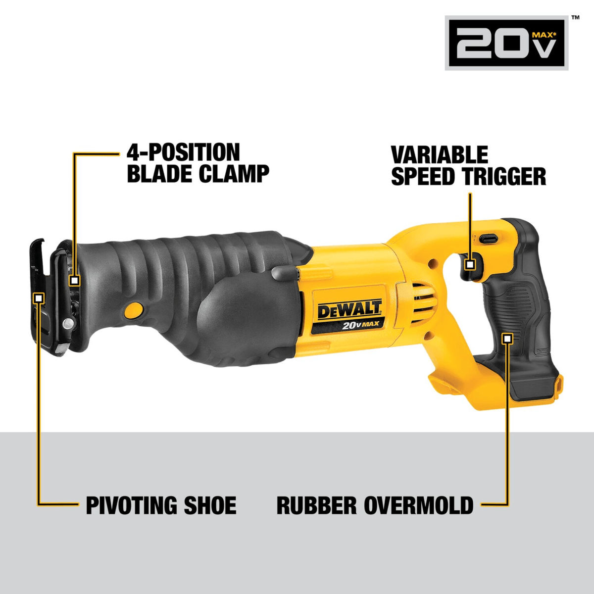 DEWALT 20V MAX Cordless Reciprocating Saw, Tool Only