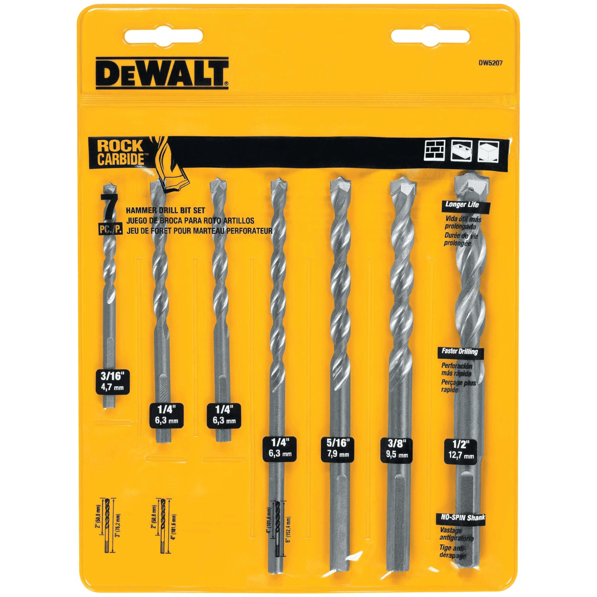 DEWALT 7-Piece Premium Percussion Masonry Drill Bit Set