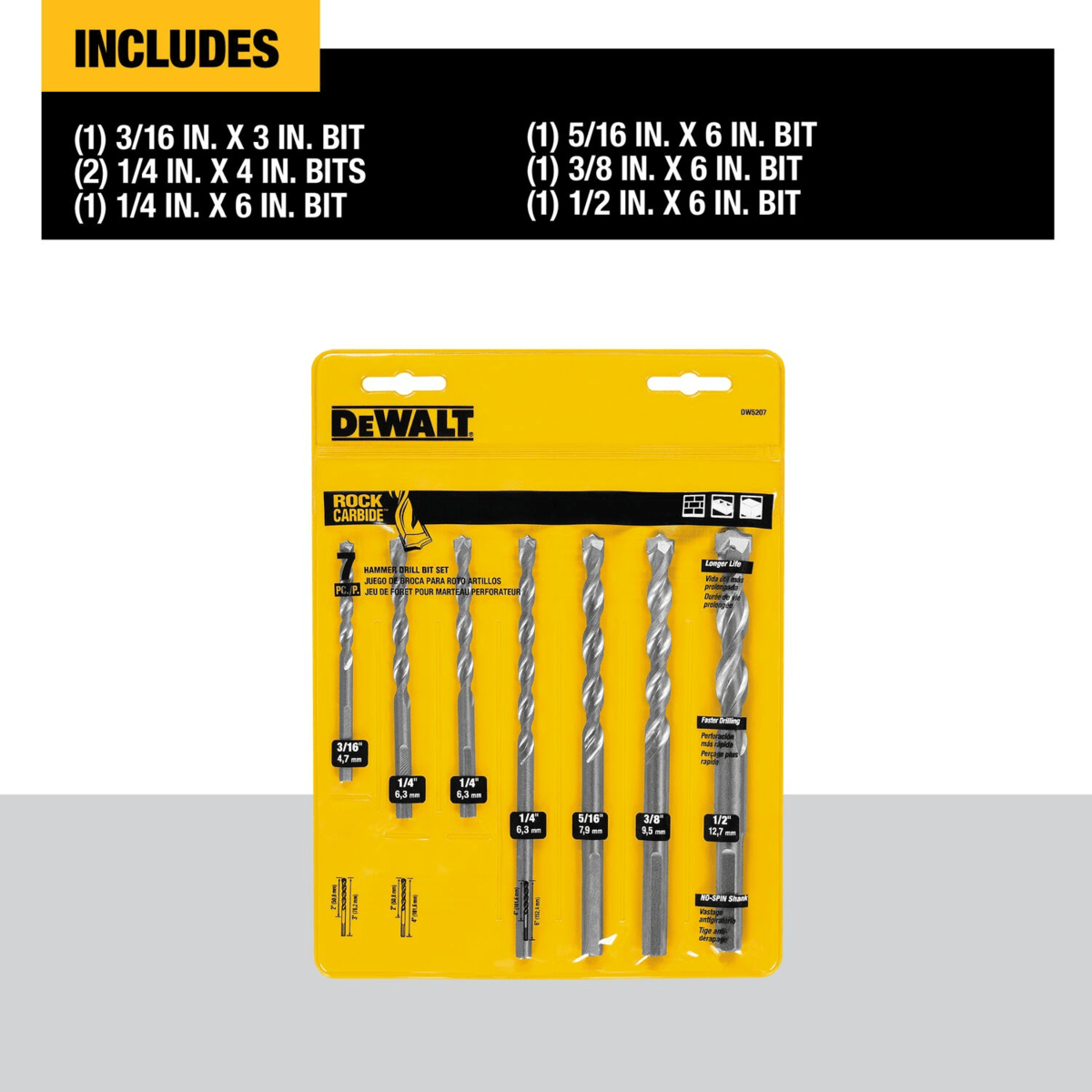 DEWALT 7-Piece Premium Percussion Masonry Drill Bit Set