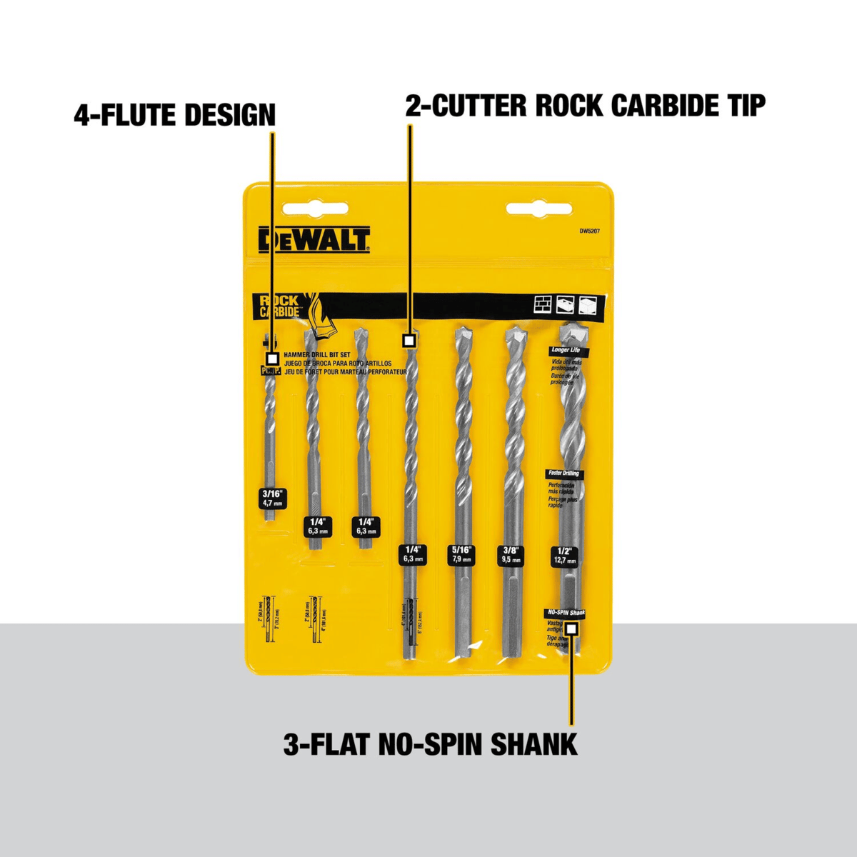 DEWALT 7-Piece Premium Percussion Masonry Drill Bit Set