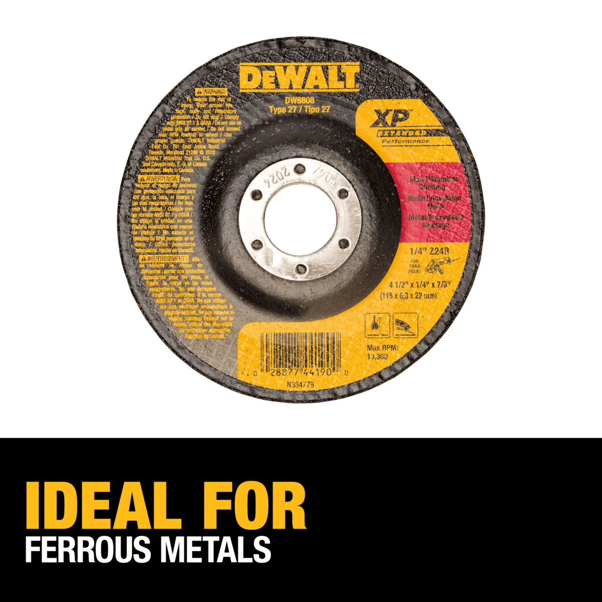DEWALT 4-1/2" x 1/4" x 5/18"-11 High Performance Metal Grinding Wheel