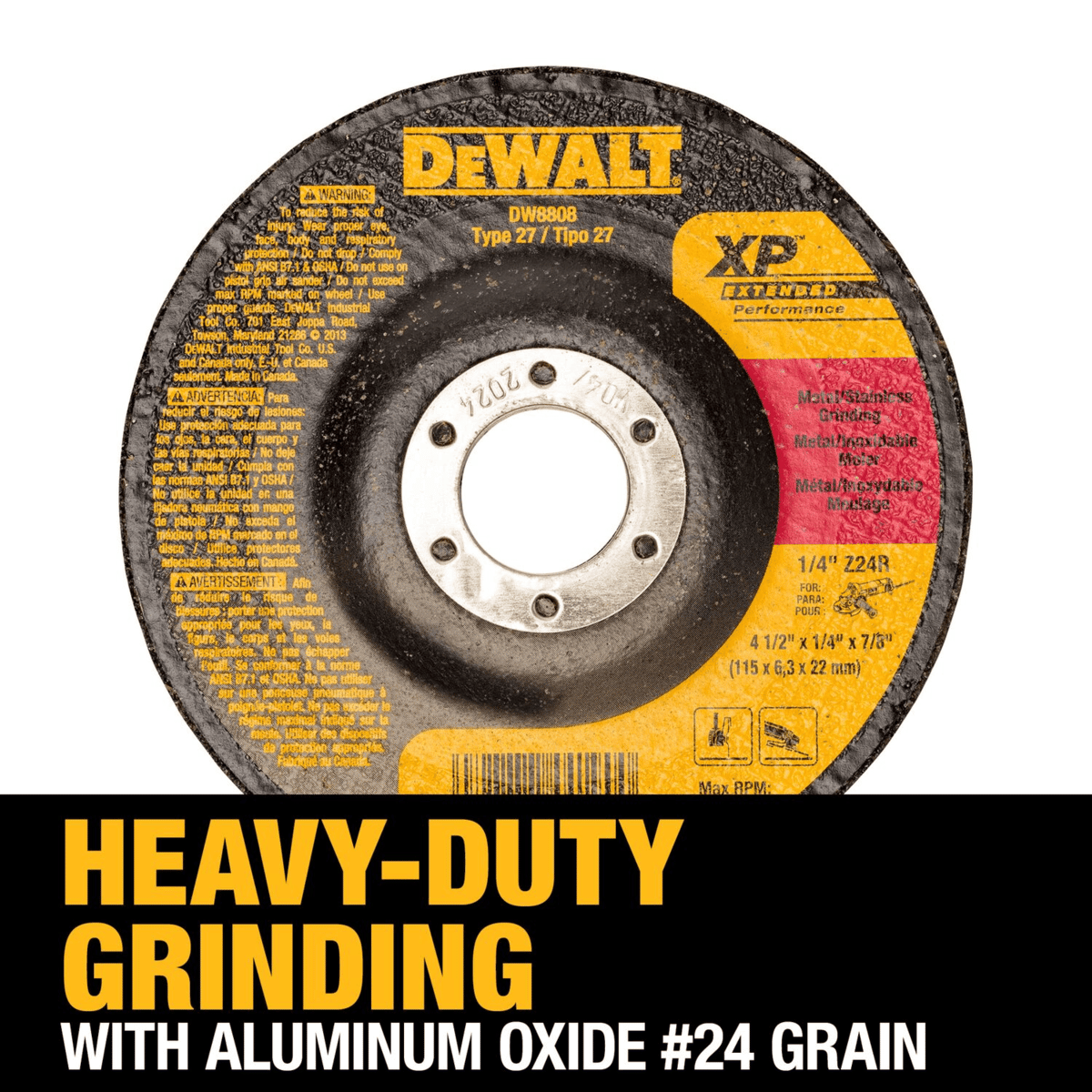 DEWALT 4-1/2" x 1/4" x 5/18"-11 High Performance Metal Grinding Wheel