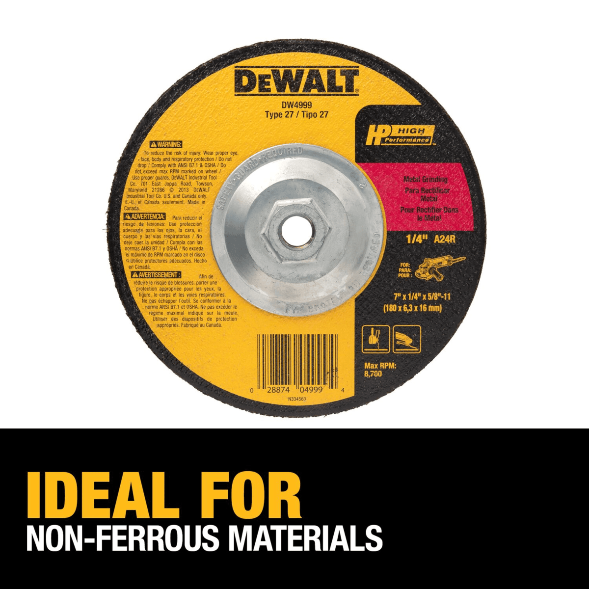 DEWALT 7" x 1/4" x 5/8"-11 General Purpose Metal Grind