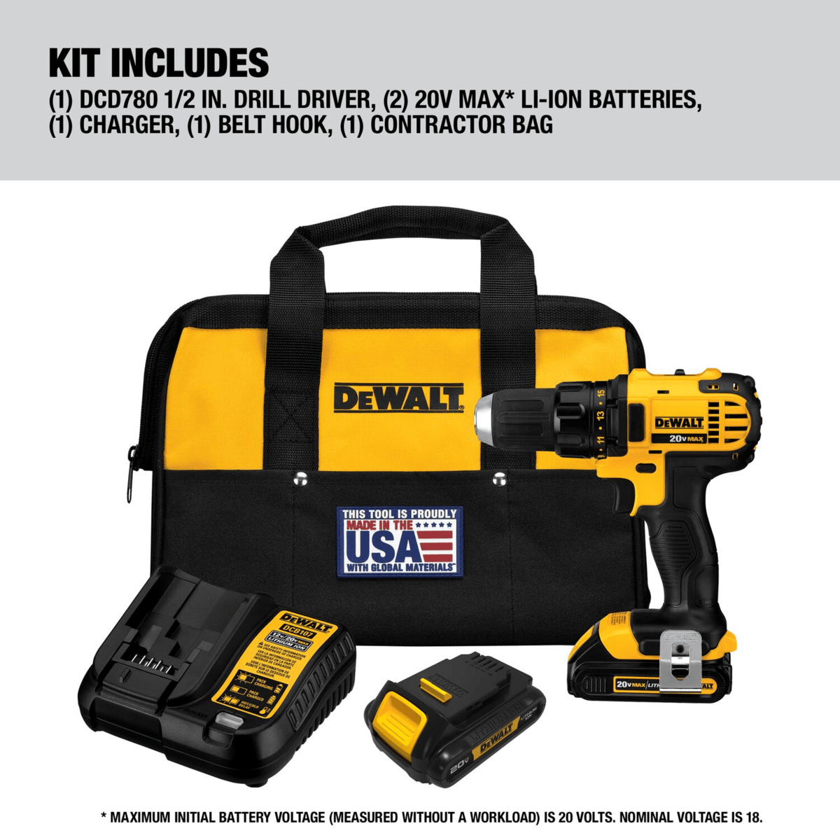 DEWALT 20V Cordless Drill and Driver Kit
