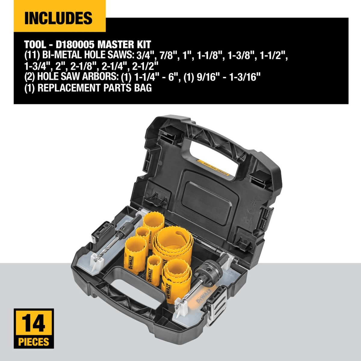 DEWALT 14-Piece Master Hole Saw Kit