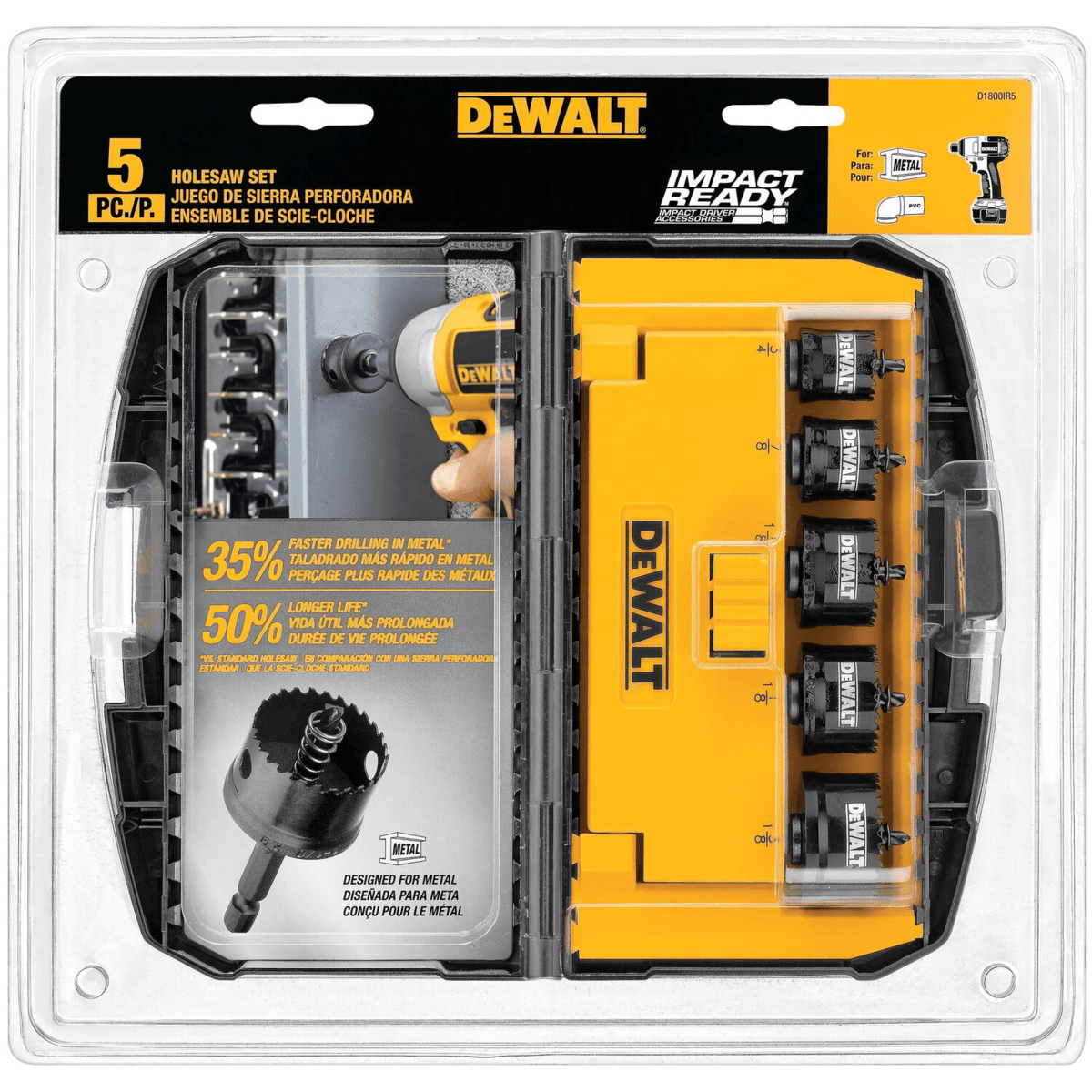 DEWALT 5-Piece Impact-Ready Hole Saw Set