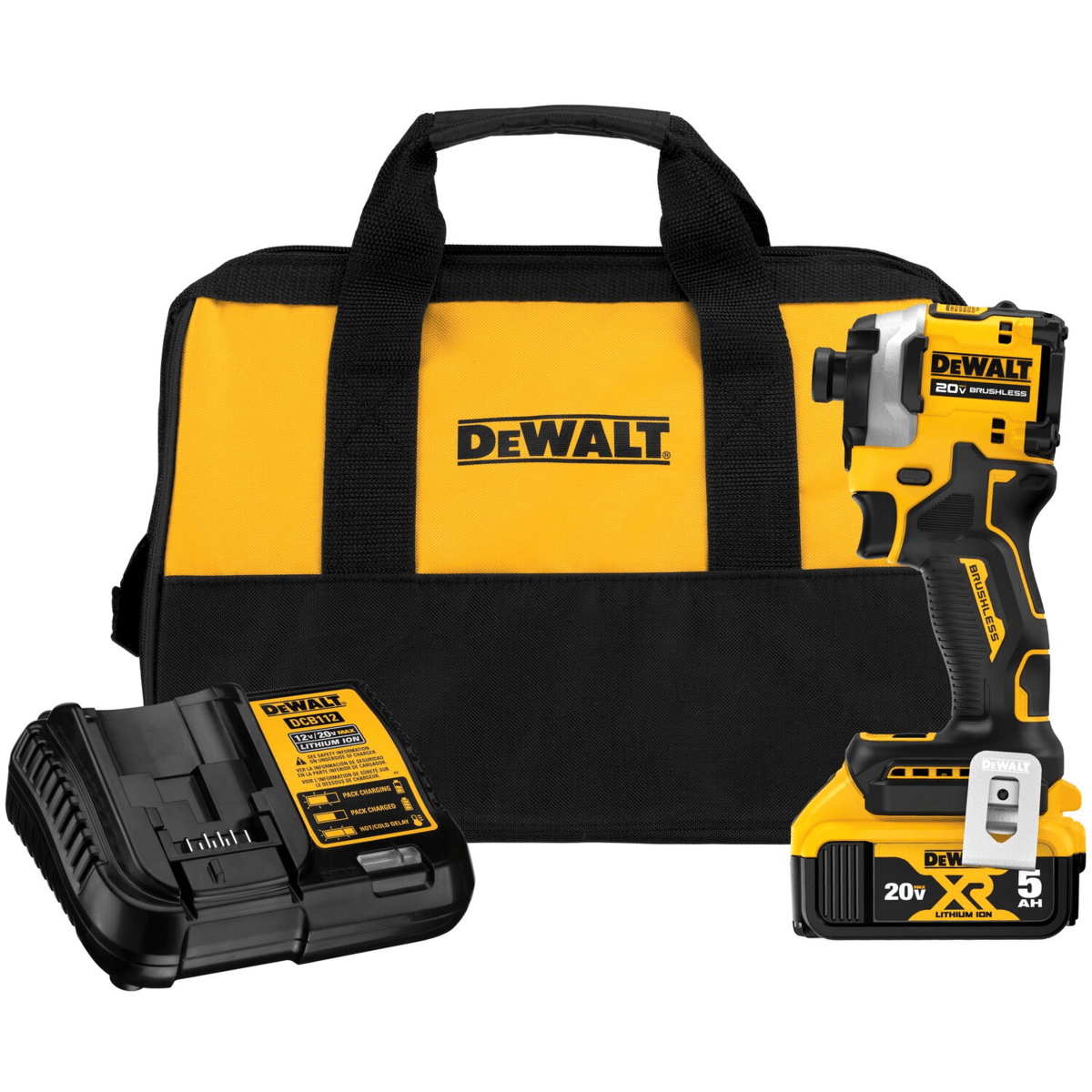 DEWALT ATOMIC 20V MAX Brushless Cordless 3-Speed Impact Driver Kit, 1/4"